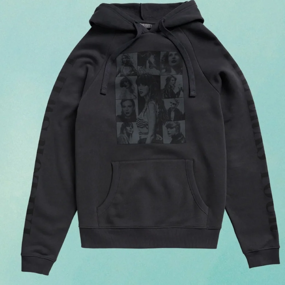 Black Graphic Zip-Up Hoodie with Back Tour Print 2XL - Picture 4 of 6